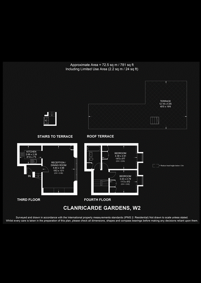 Clanricarde Flat 6 FINAL Floorplan Portrait B&W